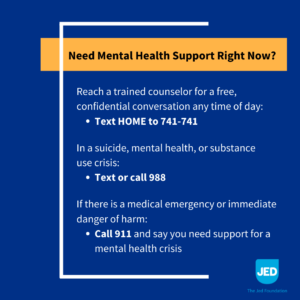 Social graphic with hotline information, 988 and 911