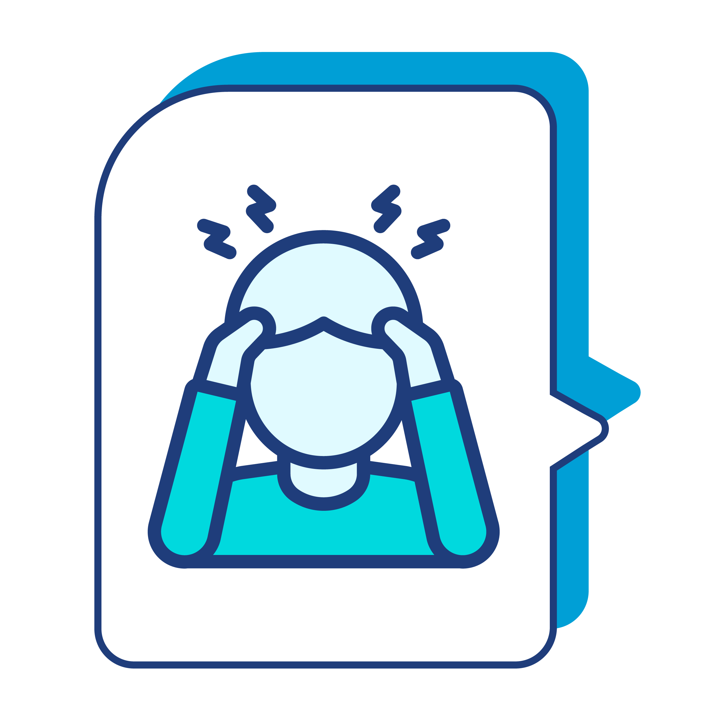 Graphic of a person holding their head