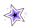 Purple, black, and white star icon.